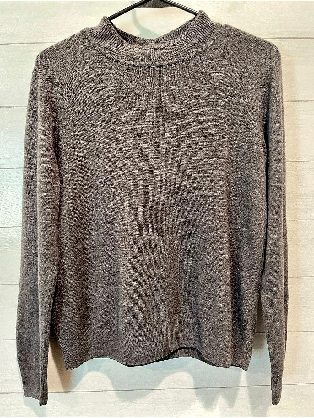 Sag Harbor Mock Neck Acrylic Sweater Size Petite Large Gray